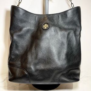 Tory Burch Satchel. Black leather body with gold hardware. With TB dust bag!